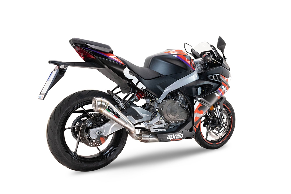 Escape compatível com Aprilia RS 457 2024-2025, Powercone Evo, Escape completo, não legal para países da UE, com db killer removível 