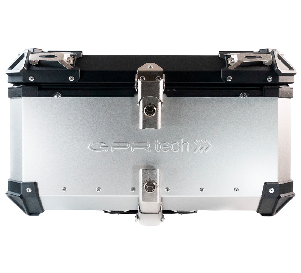 Top case maletas GPR TECH compatível com Benelli Trk 125 2019/2023 Top Case Alpi-Tech em alumínio, cor prata com placa específica incluída Capacidade Litros 55