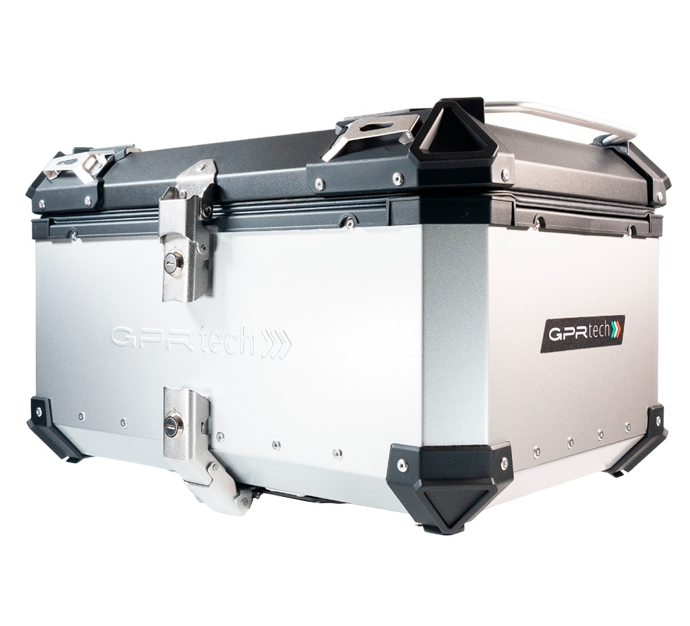 Top case maletas GPR TECH compatível com Benelli Trk 125 2019/2023 Top Case Alpi-Tech em alumínio, cor prata com placa específica incluída Capacidade Litros 55