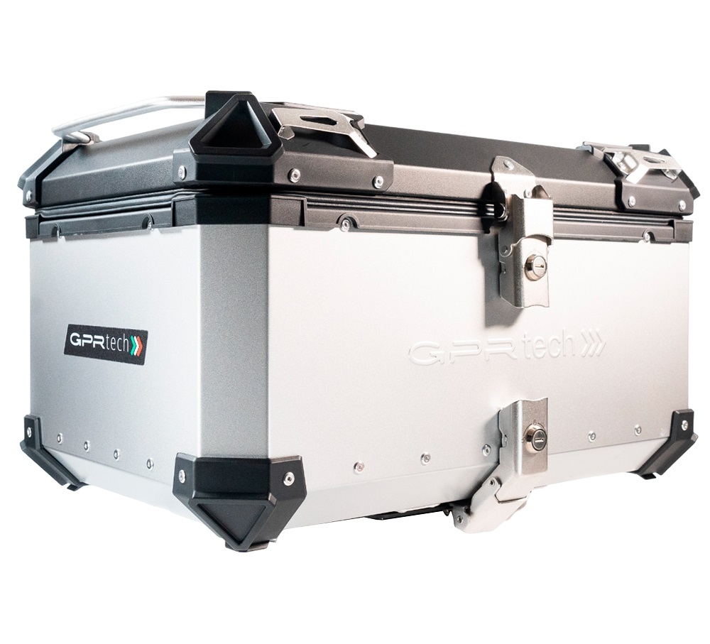 Top case maletas GPR TECH compatível com Benelli Trk 125 2019/2023 Top Case Alpi-Tech em alumínio, cor prata com placa específica incluída Capacidade Litros 55