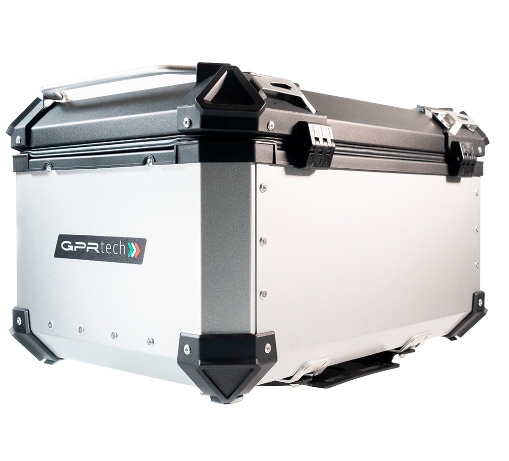 Top case maletas GPR TECH compatível com Benelli Trk 125 2019/2023 Top Case Alpi-Tech em alumínio, cor prata com placa específica incluída Capacidade Litros 55