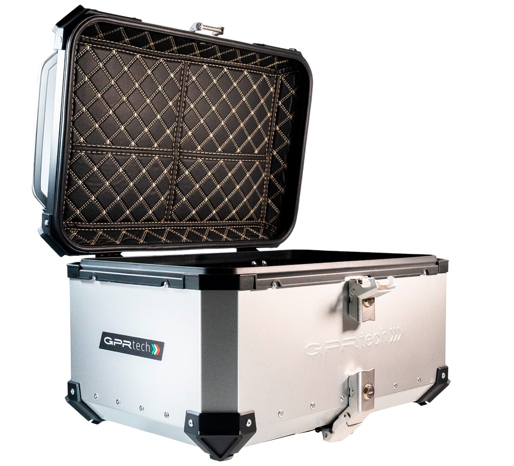 GPR TECH TOP CASE ALPI-TECH 55 LT. PRATA Top Case Alpi-Tech em alumínio, cor prata com placa universal incluída Capacidade Litros 55