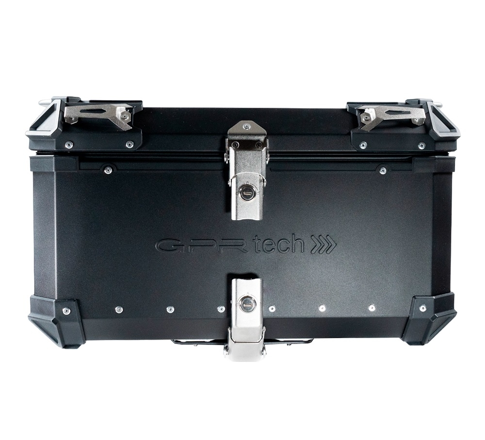 GPR TECH TOP CASE ALPI-TECH 55 LT PRETO Top Case Alpi-Tech em alumínio,  encosto macio incluído, cor preta com placa universal incluída Capacidade Litros 55