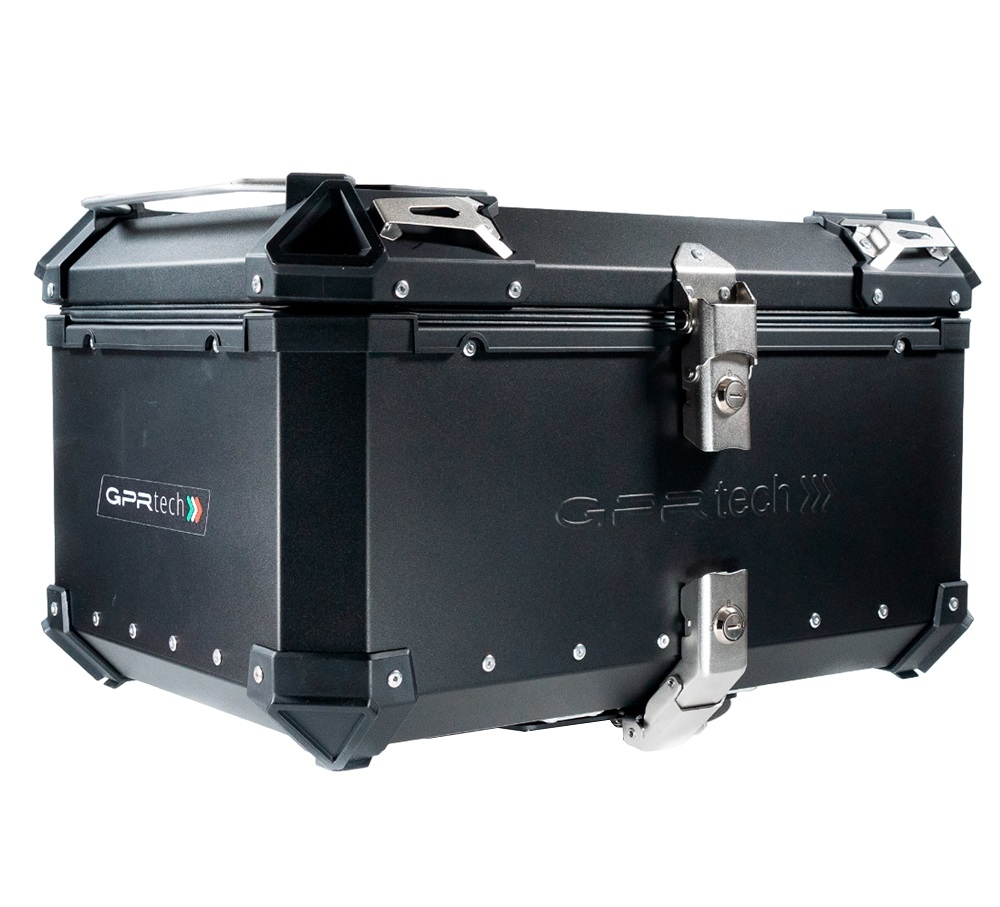GPR TECH TOP CASE ALPI-TECH 55 LT PRETO Top Case Alpi-Tech em alumínio,  encosto macio incluído, cor preta com placa universal incluída Capacidade Litros 55