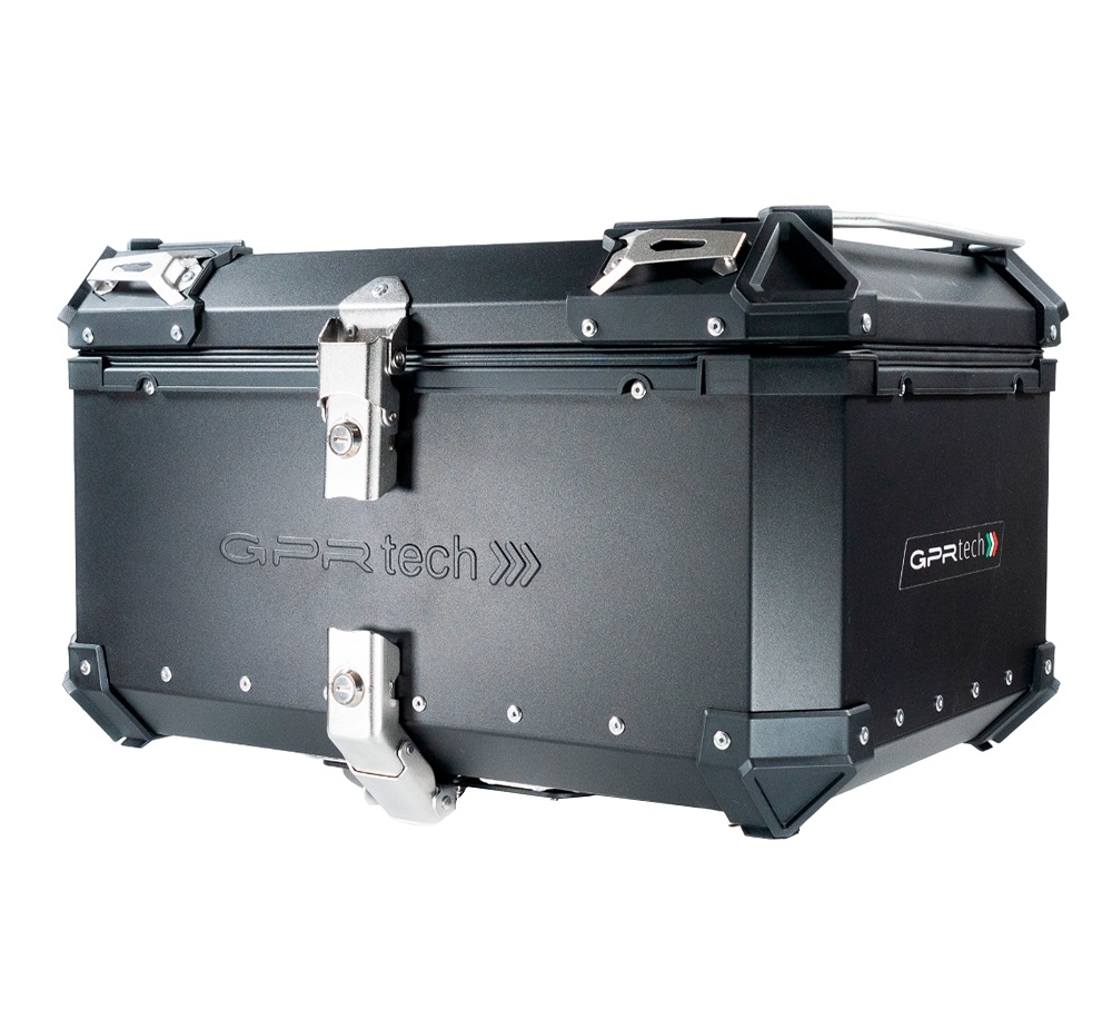 GPR TECH TOP CASE ALPI-TECH 55 LT PRETO Top Case Alpi-Tech em alumínio,  encosto macio incluído, cor preta com placa universal incluída Capacidade Litros 55