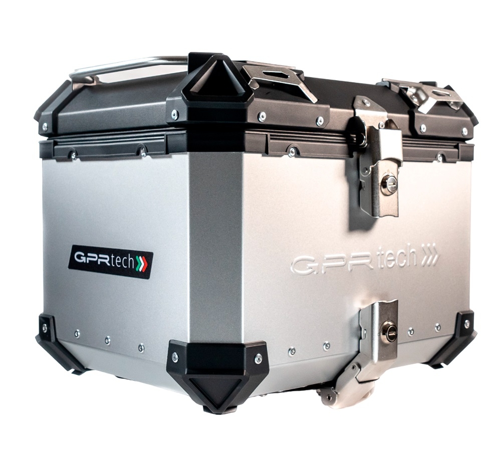 Top case maletas GPR TECH compatível com Benelli Trk 125 2019/2023 Top Case Alpi-Tech em alumínio, cor prata com placa específica incluída Capacidade Litros 35
