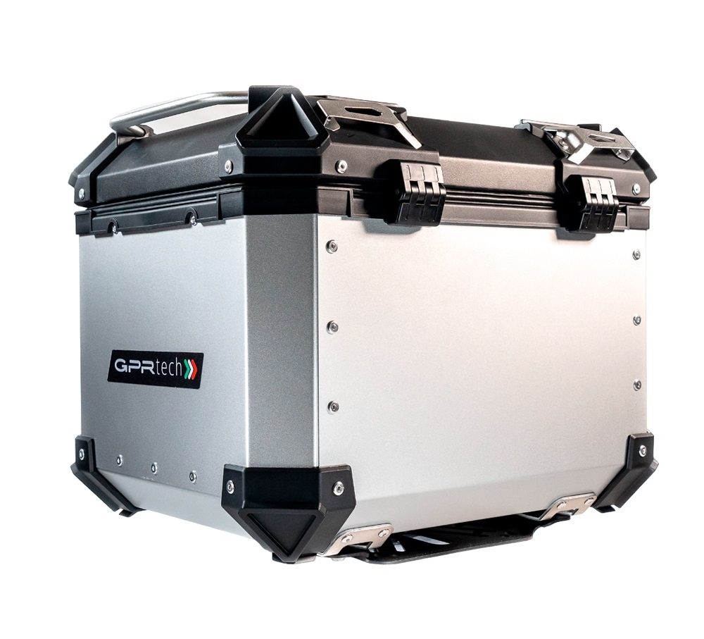 Top case maletas GPR TECH compatível com Benelli Trk 125 2019/2023 Top Case Alpi-Tech em alumínio, cor prata com placa específica incluída Capacidade Litros 35