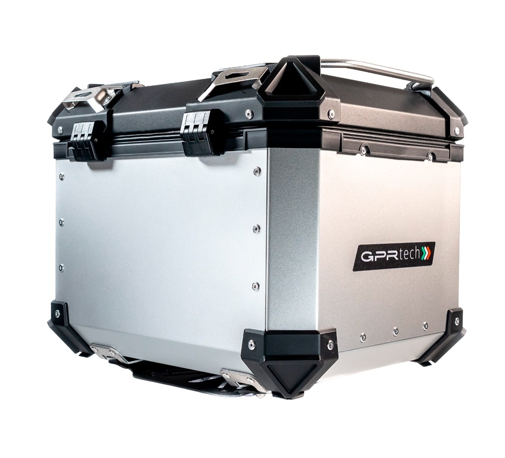 Top case maletas GPR TECH compatível com Benelli Trk 125 2019/2023 Top Case Alpi-Tech em alumínio, cor prata com placa específica incluída Capacidade Litros 35