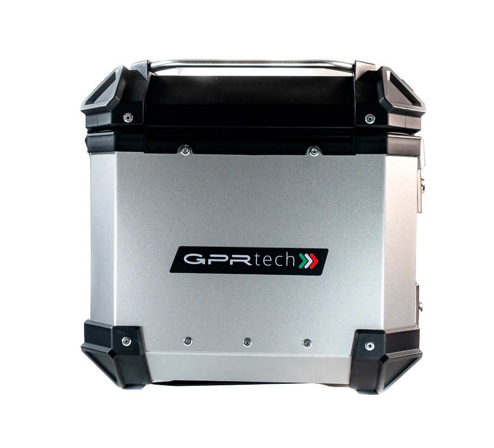 Top case maletas GPR TECH compatível com Benelli Trk 125 2019/2023 Top Case Alpi-Tech em alumínio, cor prata com placa específica incluída Capacidade Litros 35