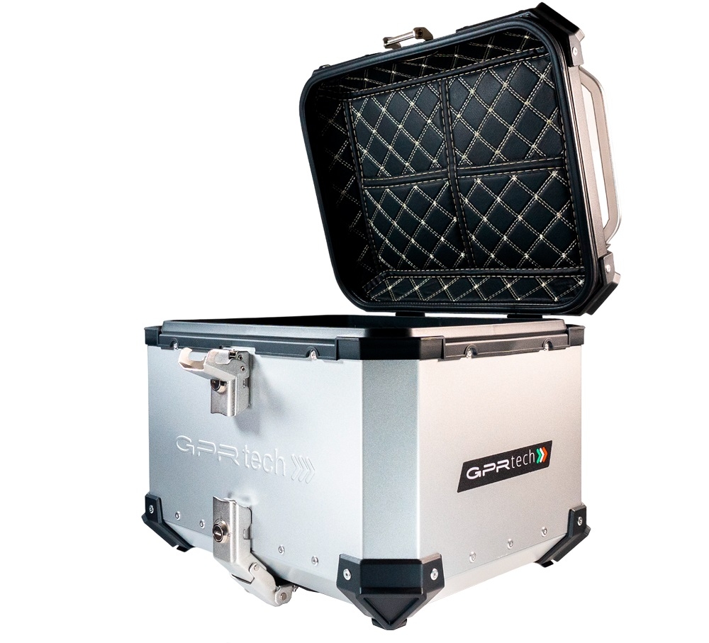 Top case maletas GPR TECH compatível com Benelli Trk 125 2019/2023 Top Case Alpi-Tech em alumínio, cor prata com placa específica incluída Capacidade Litros 35
