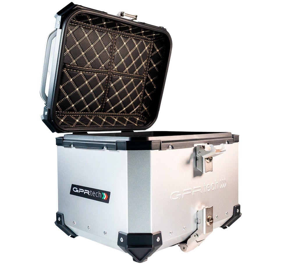 GPR TECH TOP CASE ALPI-TECH 35 LT. PRATA Top Case Alpi-Tech em alumínio, cor prata com placa universal incluída Capacidade Litros 35