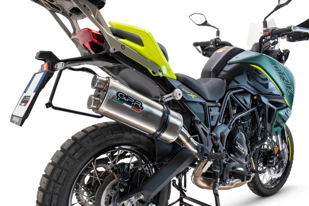 Escape compatível com Benelli Trk 702 X 2023-2024, Dual Inox, Escape legal, homologado, silenciador com db killer removível e tubo de ligação específico 