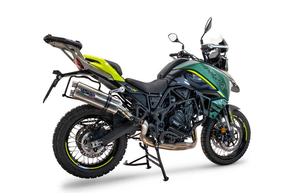 Escape compatível com Benelli Trk 702 X 2023-2024, Dual Inox, Escape legal, homologado, silenciador com db killer removível e tubo de ligação específico 