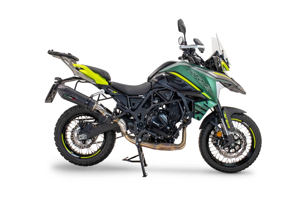 GPR escape compatível com  Benelli Trk 702  2023-2024, New Grand Prix Evo Black Titanium, Escape legal, homologado, silenciador com db killer removível e tubo de ligação específico 