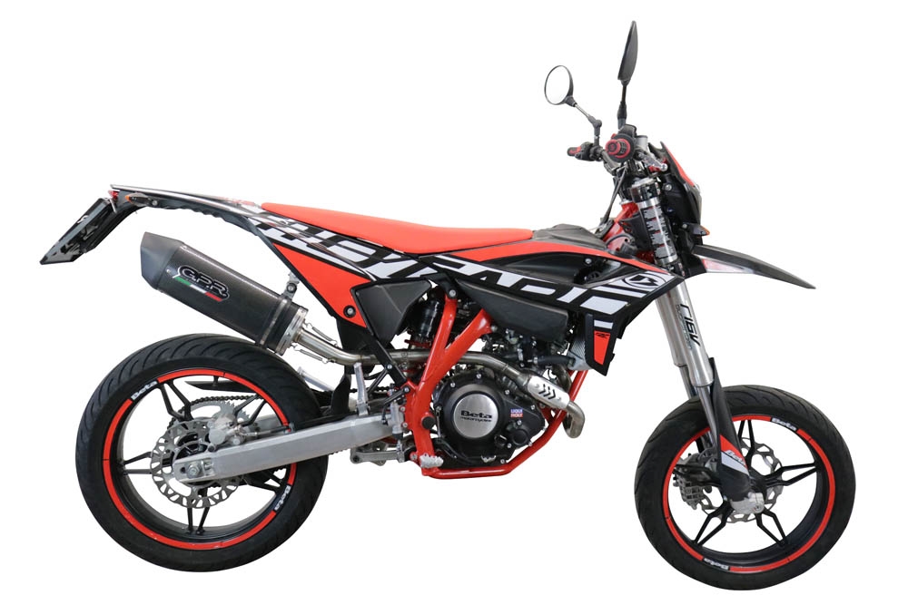 Escape compatível com Beta RR 125 4T Motard 2021-2024, Furore Evo4 Poppy, Escape homologado, legal para mercados NÃO europeus, incluindo tubo de ligação e db killer removível 