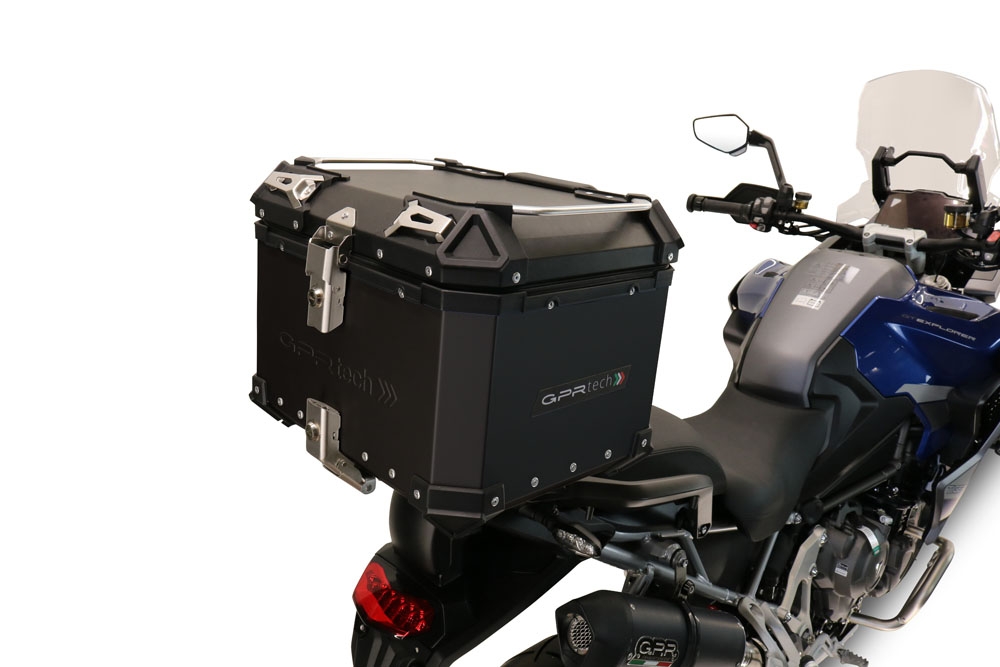 Top case maletas GPR TECH compatível com Triumph Tiger 850 Sport 2020/2024 e5 Top Case Alpi-Tech em alumínio, cor preta com placa específica incluída Capacidade Litros 45