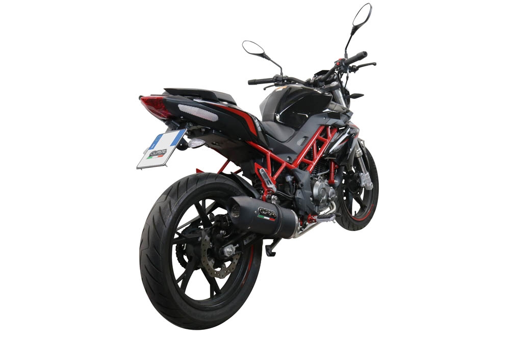 Escape compatível com Benelli Bn 125 2021-2024, Furore Evo4 Nero, Escape completo, não legal para países da UE, com db killer removível 