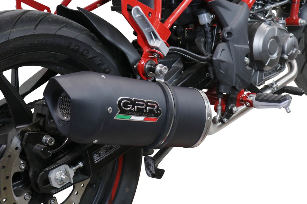 Escape compatível com Benelli Bn 125 2021-2024, Furore Evo4 Nero, Escape completo, não legal para países da UE, com db killer removível 