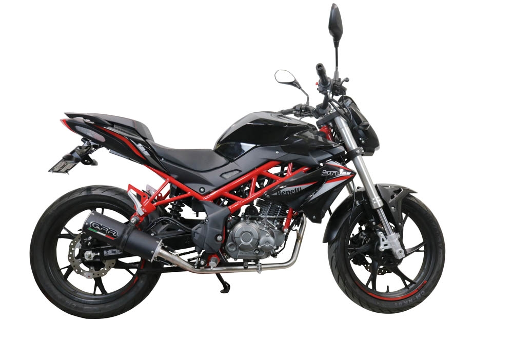 Escape compatível com Benelli Bn 125 2021-2024, M3 Black Titanium, Escape completo, não legal para países da UE, com db killer removível 