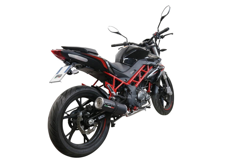 Escape compatível com Benelli Bn 125 2021-2024, M3 Black Titanium, Escape completo, não legal para países da UE, com db killer removível 