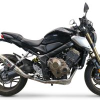 Escape compatível com Honda Cb 650 F 2019-2022, Deeptone Inox, Escape completo, não legal para países da UE, com db killer removível 
