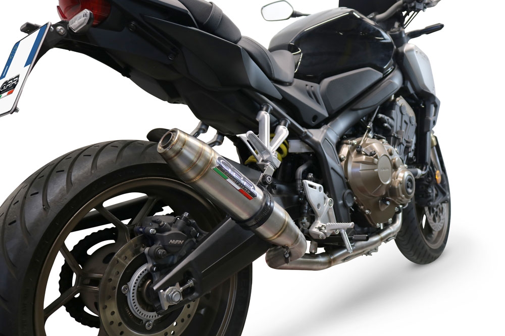 Escape compatível com Honda Cb 650 F 2019-2022, Deeptone Inox, Escape completo, não legal para países da UE, com db killer removível 