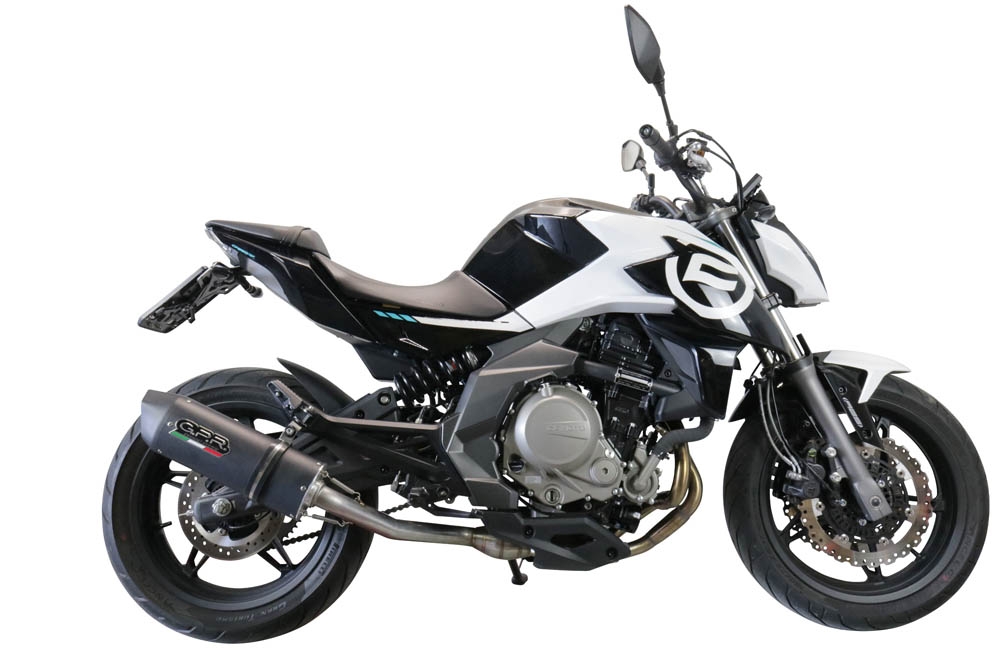 GPR escape compatível com  Cf Moto 650 Mt 2019-2020, Furore Evo4 Nero, Escape legal, homologado, silenciador com catalisador, db killer removível e tubo de ligação específico 