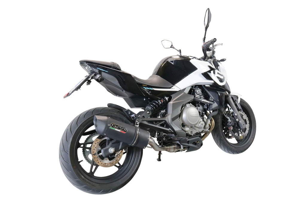 GPR escape compatível com  Cf Moto 650 Mt 2019-2020, Furore Evo4 Nero, Escape legal, homologado, silenciador com catalisador, db killer removível e tubo de ligação específico 