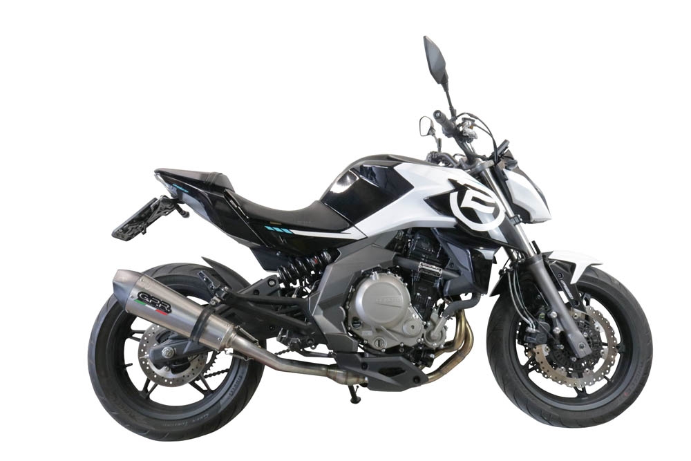 GPR escape compatível com  Cf Moto 400 NK 2021-2023, New Grand Prix Evo Titanium, Escape legal, homologado, silenciador com catalisador, db killer removível e tubo de ligação específico 