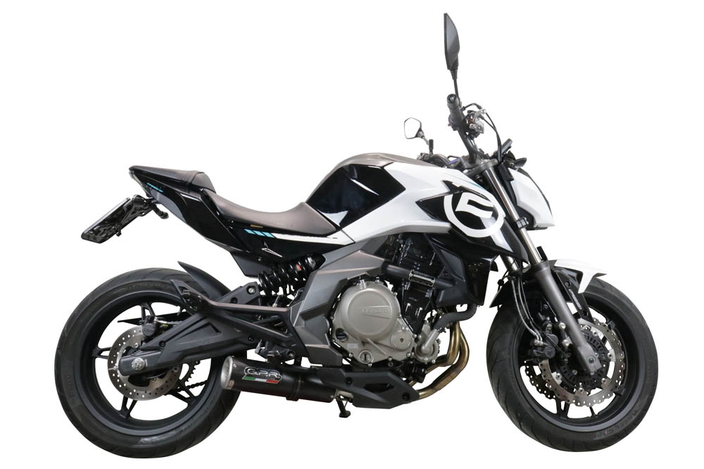 Escape compatível com Cf Moto 650 Mt 2021-2024, M3 Black Titanium, Sistema homologado apenas para ruído, válido para mercados fora da UE Silencioso com tubo de ligação 