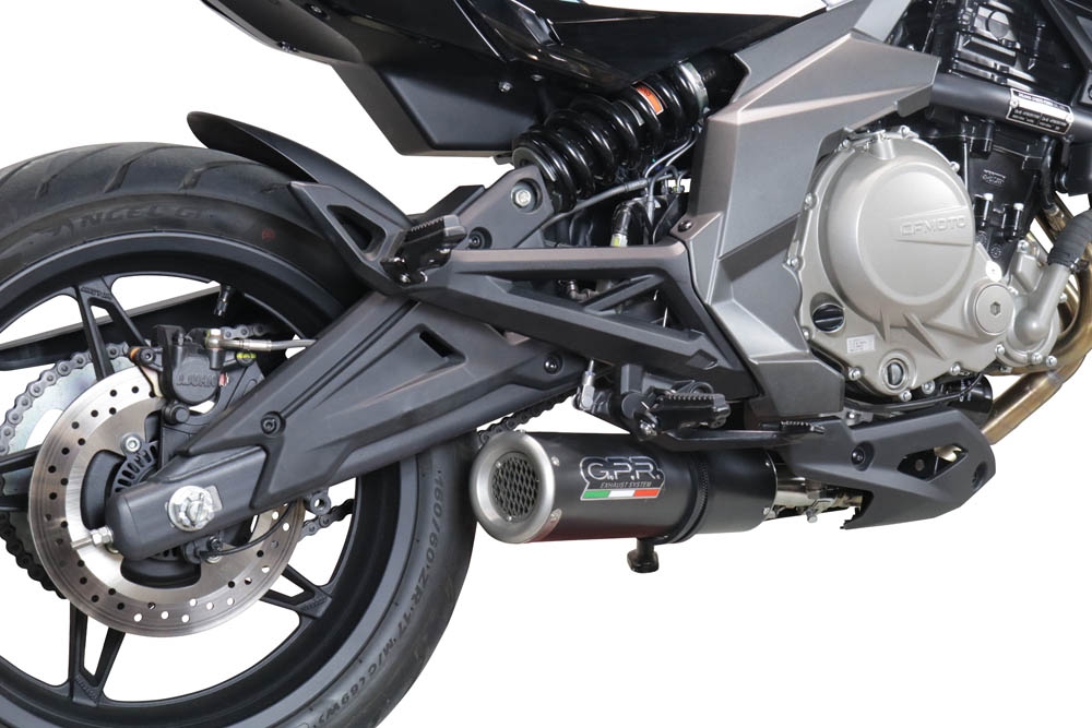 Escape compatível com Cf Moto 650 Mt 2021-2024, M3 Black Titanium, Sistema homologado apenas para ruído, válido para mercados fora da UE Silencioso com tubo de ligação 
