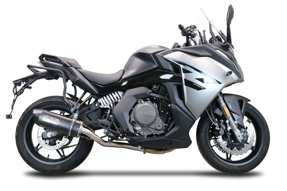 Escape compatível com Cf Moto 650 Gt 2022-2024, Furore Nero, Sistema homologado con coletor semi-completo, incluindo db killer removível e tubo de ligação 