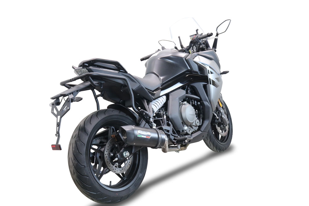Escape compatível com Cf Moto 650 Gt 2022-2024, Furore Nero, Sistema homologado con coletor semi-completo, incluindo db killer removível e tubo de ligação 