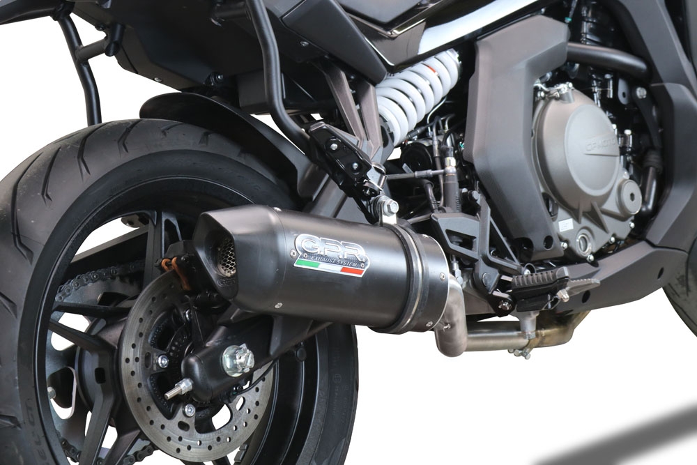 Escape compatível com Cf Moto 650 Gt 2022-2024, Furore Nero, Sistema homologado con coletor semi-completo, incluindo db killer removível e tubo de ligação 