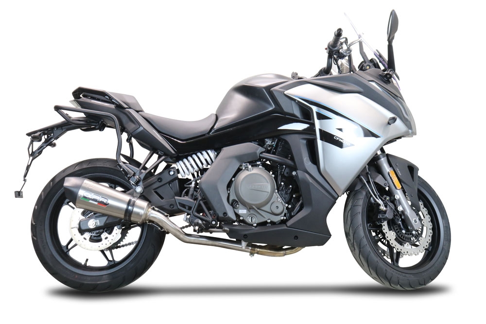GPR escape compatível com  Cf Moto 650 Gt 2022-2024, New Grand Prix Evo Titanium, Escapamento Racing, silenciador com conexão específica e db killer removível 