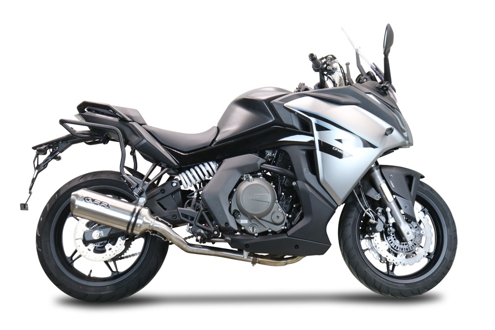 Escape compatível com Cf Moto 650 Gt 2022-2024, Satinox , Sistema homologado con coletor semi-completo, incluindo db killer removível e tubo de ligação 