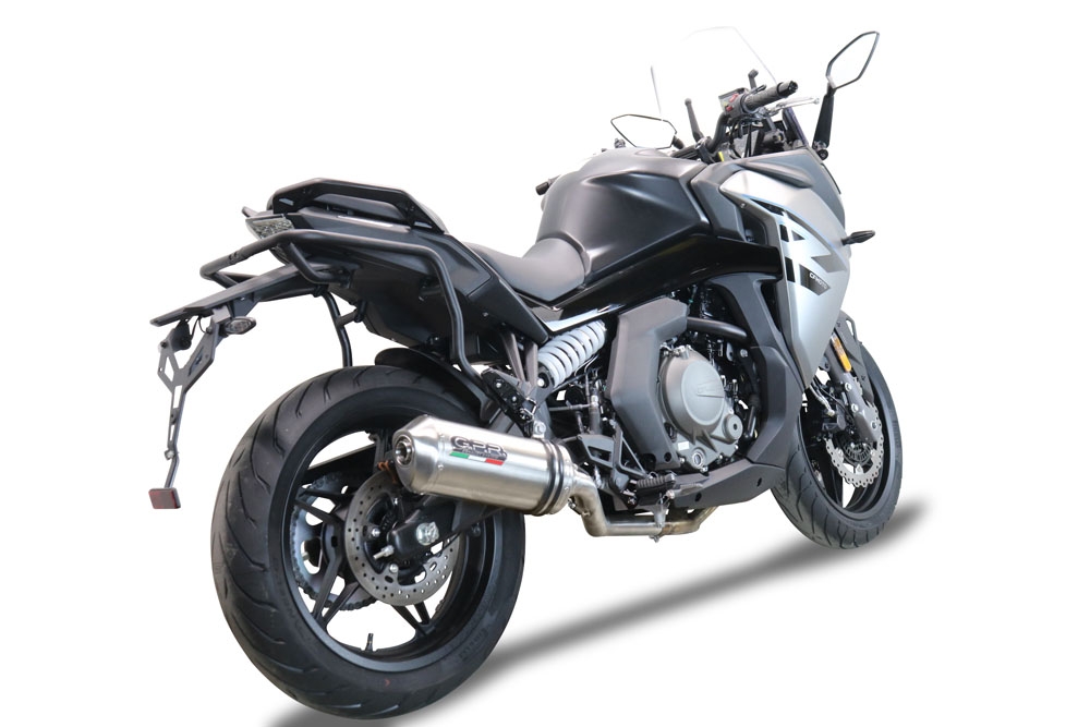 Escape compatível com Cf Moto 650 Gt 2022-2024, Satinox , Sistema homologado con coletor semi-completo, incluindo db killer removível e tubo de ligação 