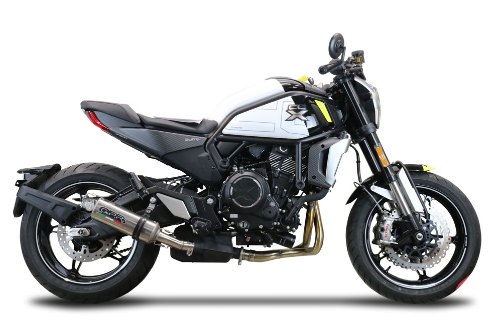 Escape compatível com Cf Moto 700 CL-X Heritage 2025-2026, M3 Titanium Natural, Escape legal, homologado, silenciador com db killer removível e tubo de ligação específico 
