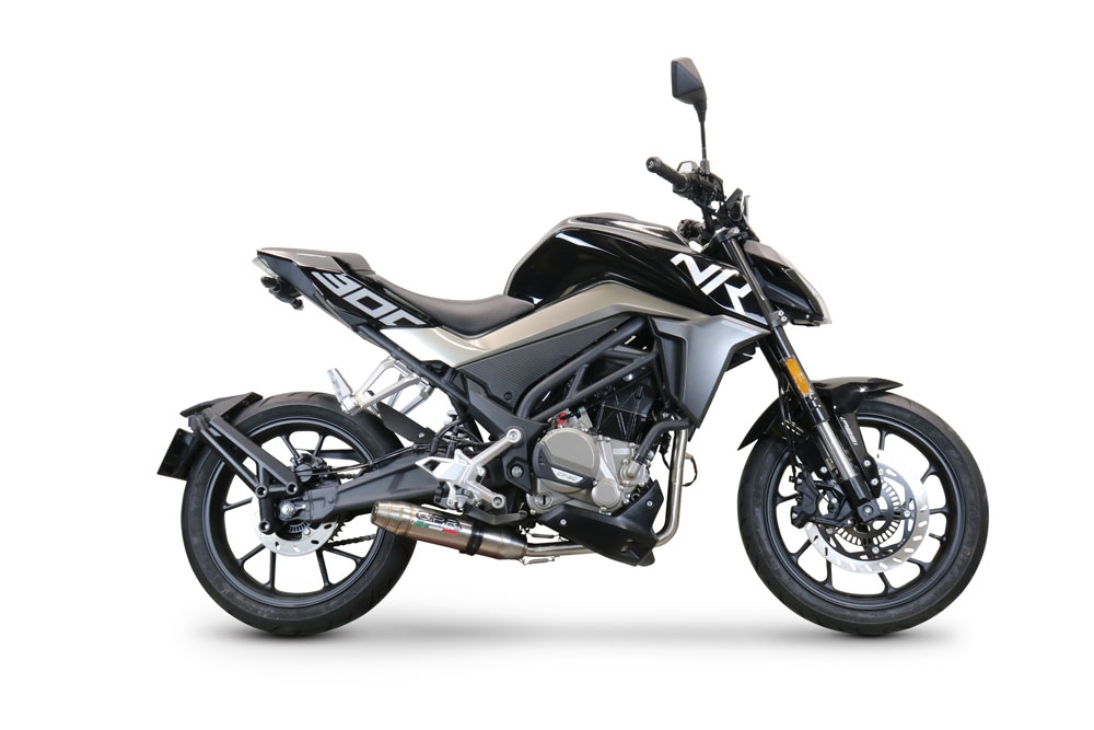 Escape compatível com Cf Moto 300 NK 2022-2024, Deeptone Inox, Escape completo, não legal para países da UE, com db killer removível 