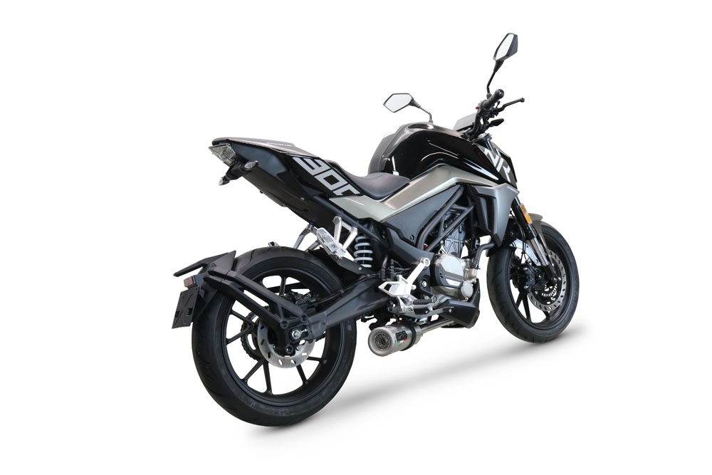 Escape compatível com Cf Moto 300 NK 2022-2024, M3 Inox , Escape completo, não legal para países da UE, com db killer removível 