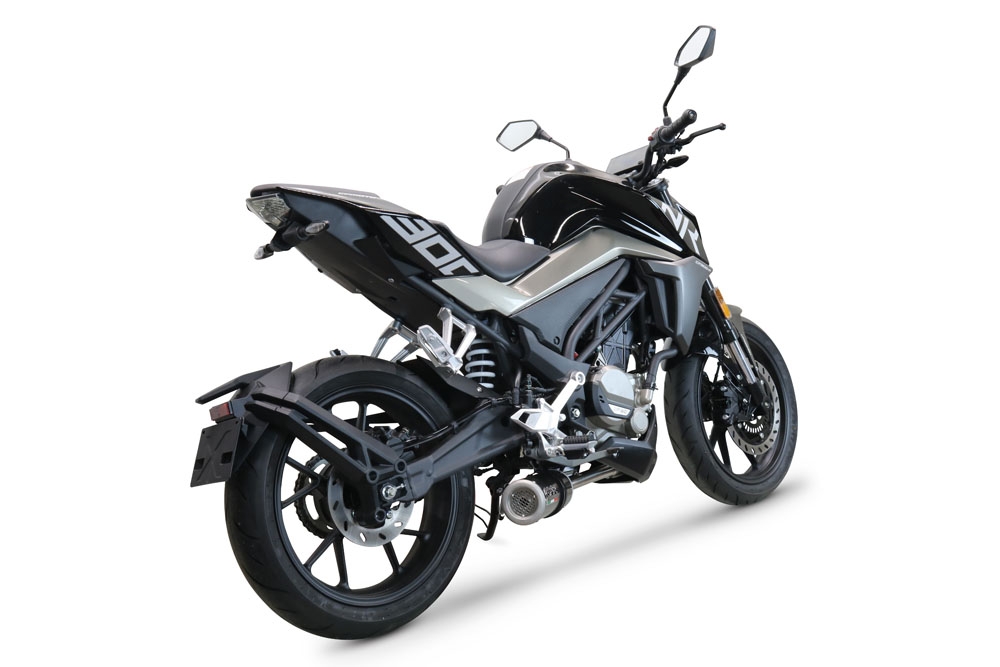 Escape compatível com Cf Moto 300 NK 2022-2024, M3 Poppy , Escape completo, não legal para países da UE, com db killer removível 