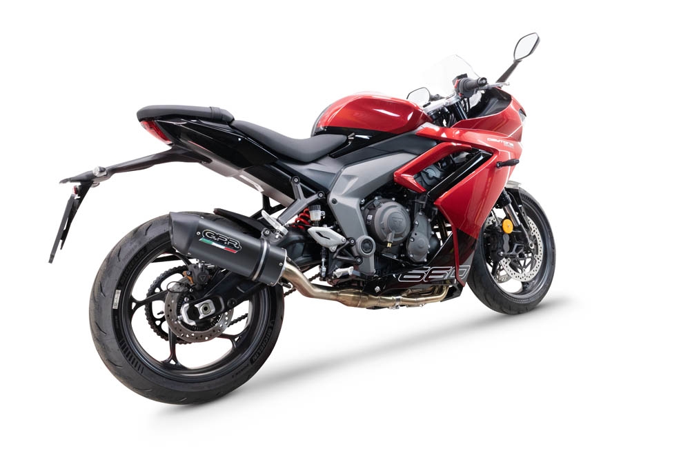 Escape compatível com Triumph Daytona 660 2023-2025, Furore Nero, Sistema homologado,legal, linha completa, incluindo db killer removível mais coletor 