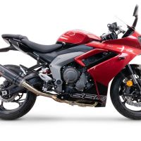 GPR escape compatível com  Triumph Daytona 660 2023-2025, M3 Black Titanium, Sistema homologado com catalisador linha completa, silencioso mais coletor 