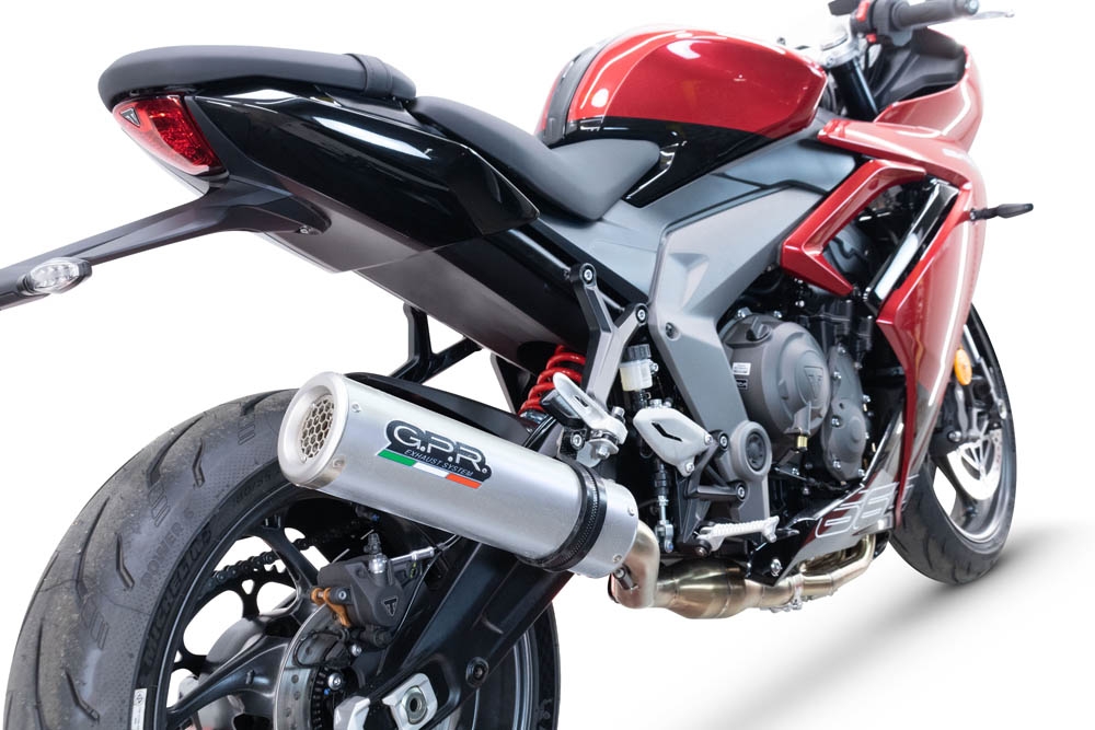 Escape compatível com Triumph Daytona 660 2023-2025, M3 Inox , Escape completo, não legal para países da UE, com db killer removível 