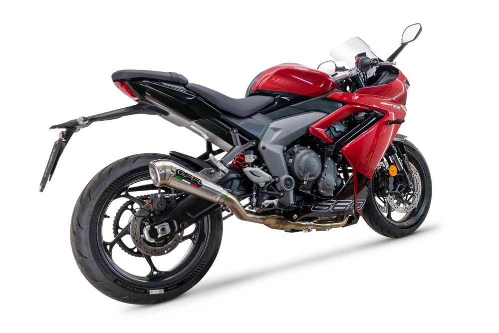 Escape compatível com Triumph Daytona 660 2023-2025, Powercone Evo, Escape completo, não legal para países da UE, com db killer removível 