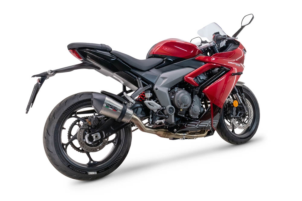 GPR escape compatível com  Triumph Daytona 660 2023-2025, New Grand Prix Evo Titanium, Escape completo, não legal para países da UE, com db killer removível 