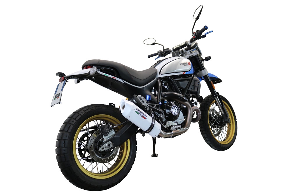 Escape compatível com Ducati Scrambler 800 Nightshift -Urban Motard 2021-2022, Albus Ceramic, Escape homologado, legal para mercados NÃO europeus, incluindo tubo de ligação e db killer removível 