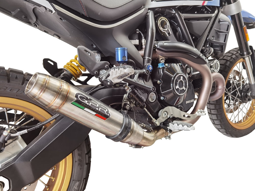 GPR escape compatível com  Ducati Scrambler 800 Icon -Icon Dark 2021-2022, Deeptone Inox, Escape legal, homologado, silenciador com catalisador, db killer removível e tubo de ligação específico 