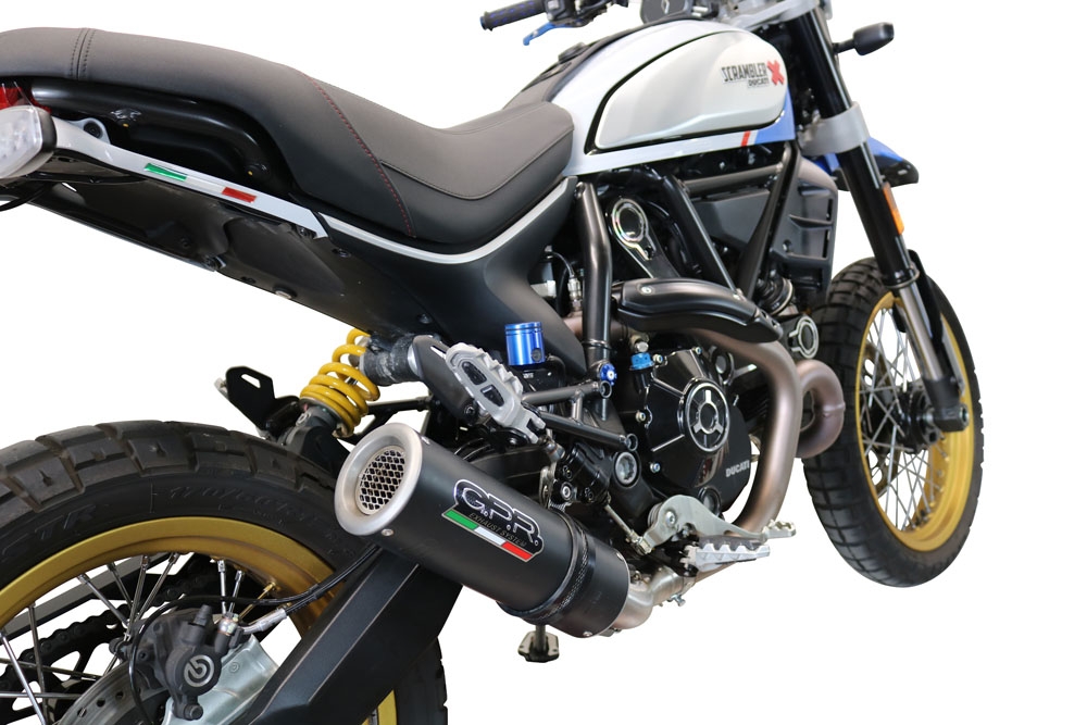 GPR escape compatível com  Ducati Scrambler 800 Icon -Icon Dark 2021-2022, M3 Black Titanium, Escape legal, homologado, silenciador com catalisador, db killer removível e tubo de ligação específico 