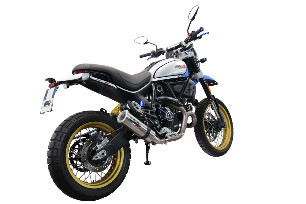 GPR escape compatível com  Ducati Scrambler 800 Desert Sled -DS Fasthouse 2021-2024, M3 Titanium Natural, Escape legal, homologado, silenciador com catalisador, db killer removível e tubo de ligação específico 
